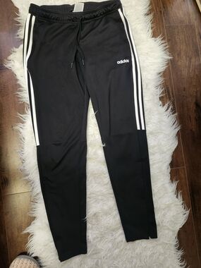 adidas Black Joggers with White Side Stripes - Kids